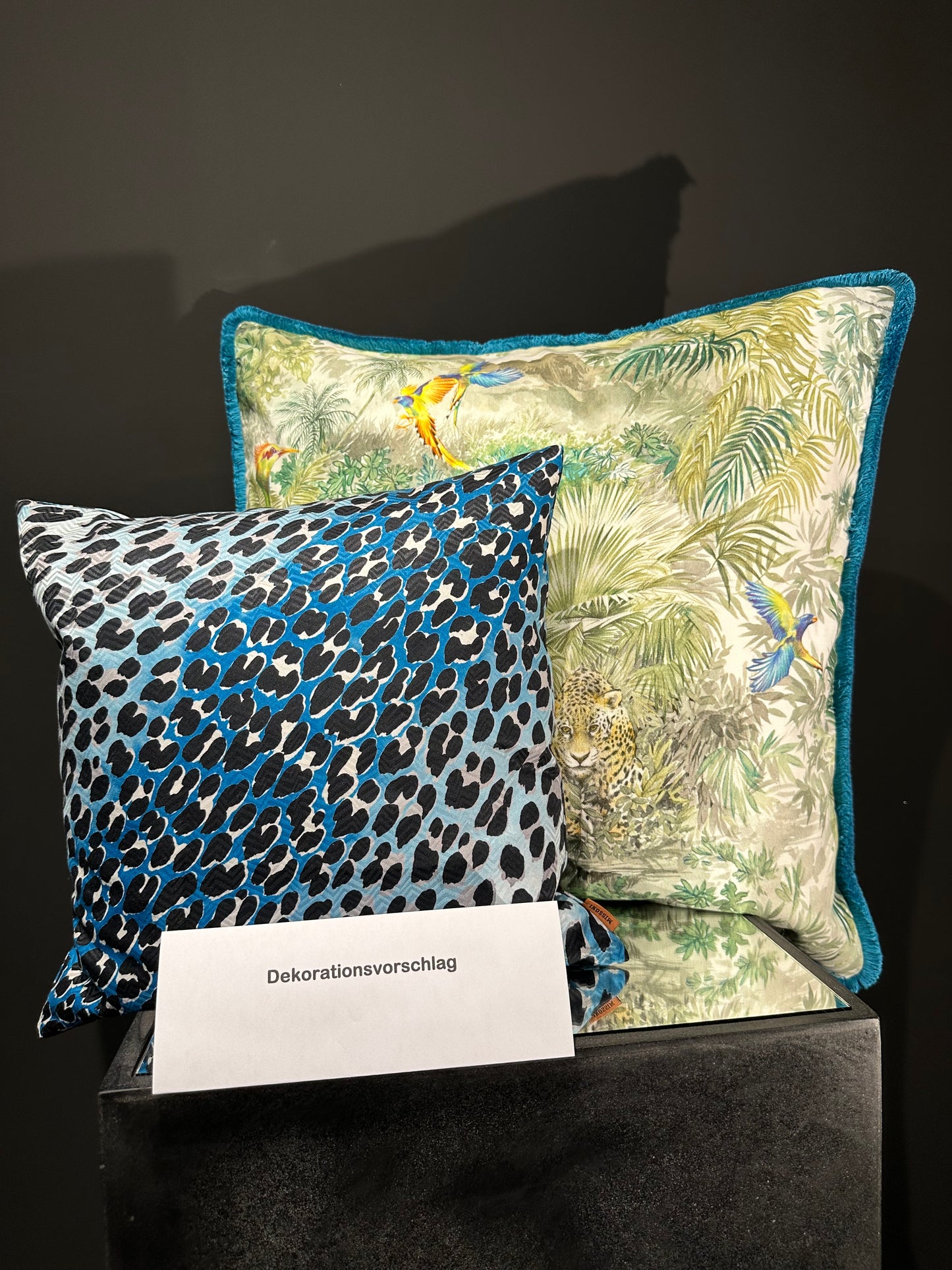 Jungle Life mit Fransen türkis 60x60cm