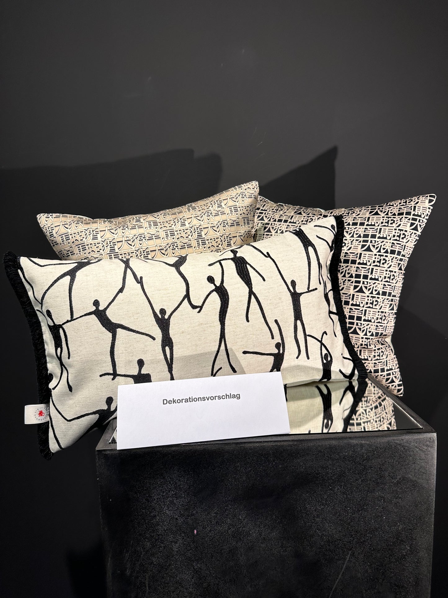 Choreographie Carbon Franse Schwarz Kissen 30x50cm