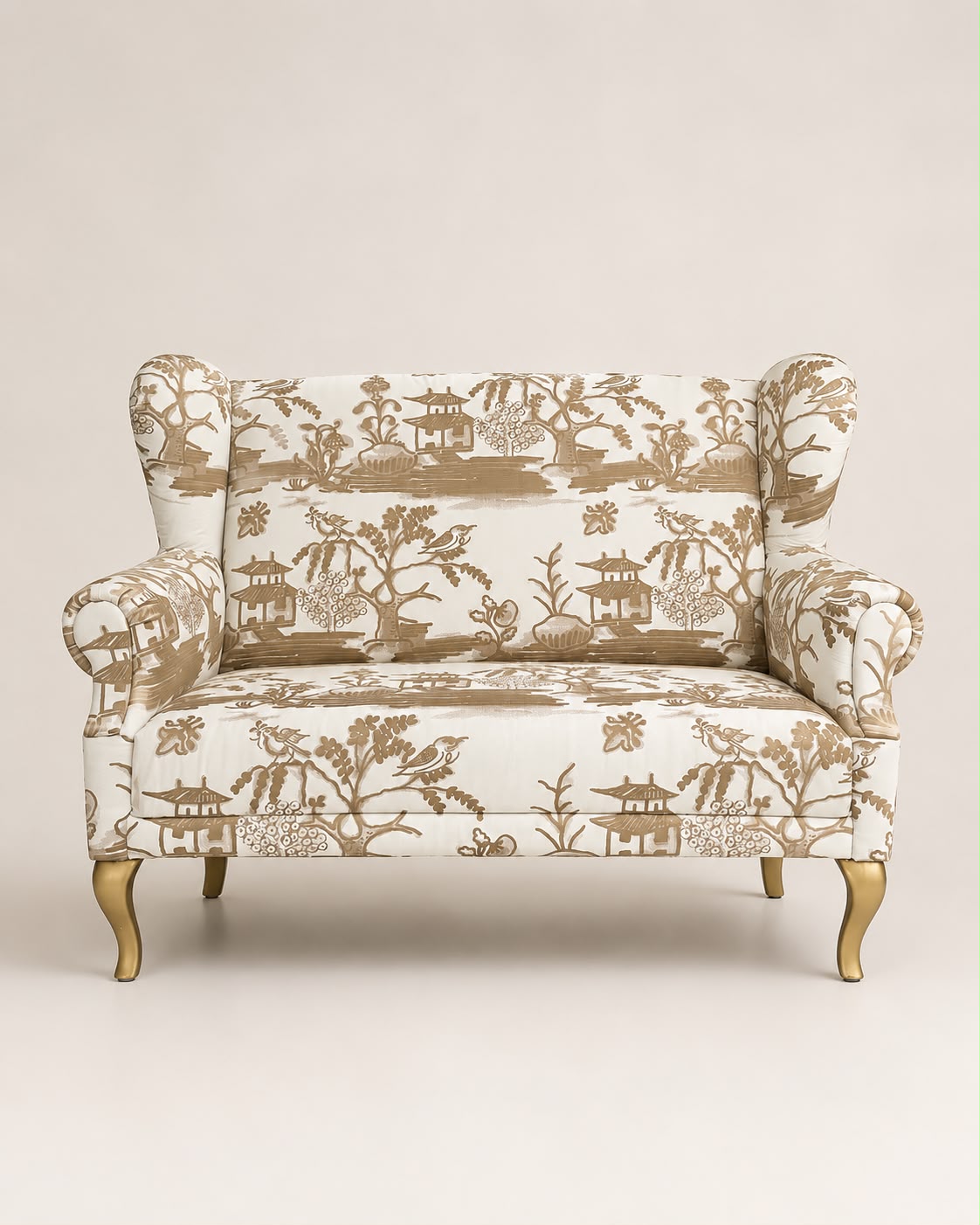 Handgefertigtes Küchensofa mit Rubelli-Jacquard im Chinoiserie-Stil