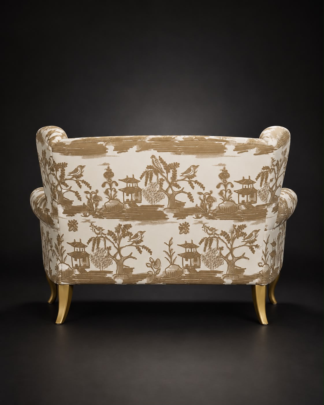 Handgefertigtes Küchensofa mit Rubelli-Jacquard im Chinoiserie-Stil
