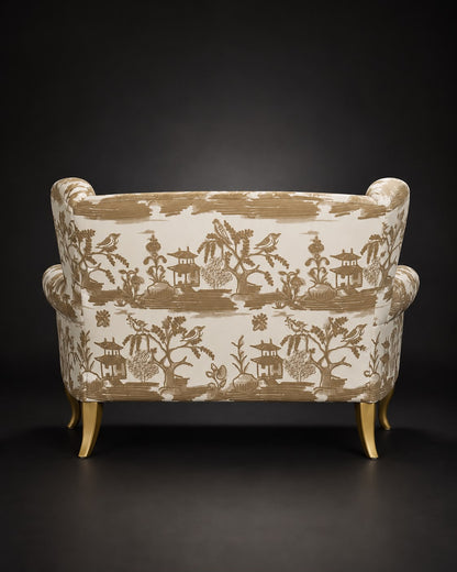 Handgefertigtes Küchensofa mit Rubelli-Jacquard im Chinoiserie-Stil