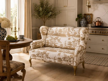 Handgefertigtes Küchensofa mit Rubelli-Jacquard im Chinoiserie-Stil