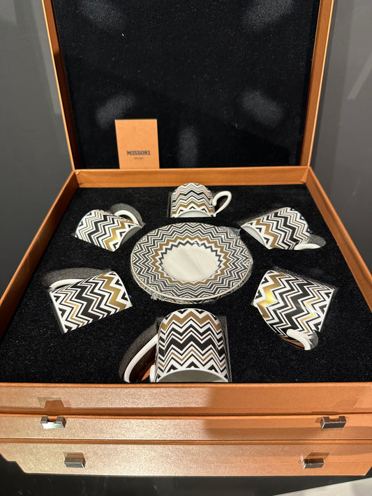 Missoni Home Porzellan Zig Zag Gold Kaffee oder Tee 6er Set